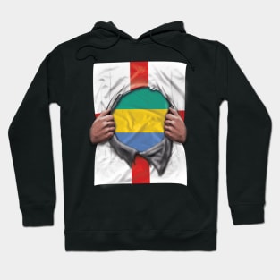 Gabon Flag English Flag Ripped Open - Gift for Gabonese From Gabon Hoodie